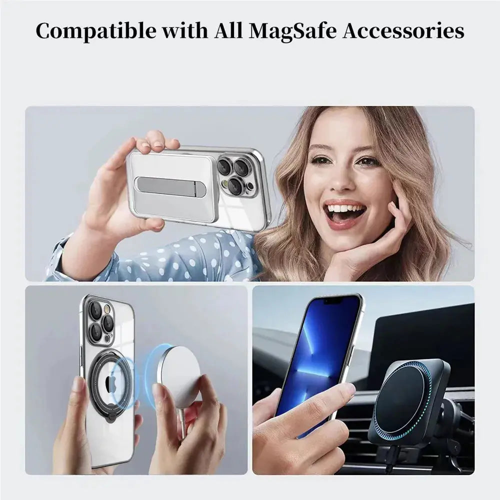 Funda transparente Magsafe con anillo para iPhone 15, 14 Pro Max, 13, 12, 11, XR, XS, 7, 8 Plus La zona Apple