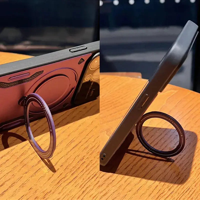 Funda magnética Magsafe con soporte plegable para iPhone, carcasa con película de lente completa, armadura de moda para techo de choque, 11, 12, 13, 14, 15 Pro Max - La zona Apple