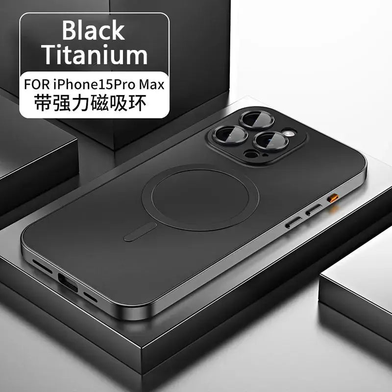 Funda magnética con marco de Metal de aluminio para iPhone 13, 12, 14, 15 Pro Max, 15Plus, Magsafe, Lente de Cristal de carga inalámbrica, cubierta de tablero trasero de PC - La zona Apple
