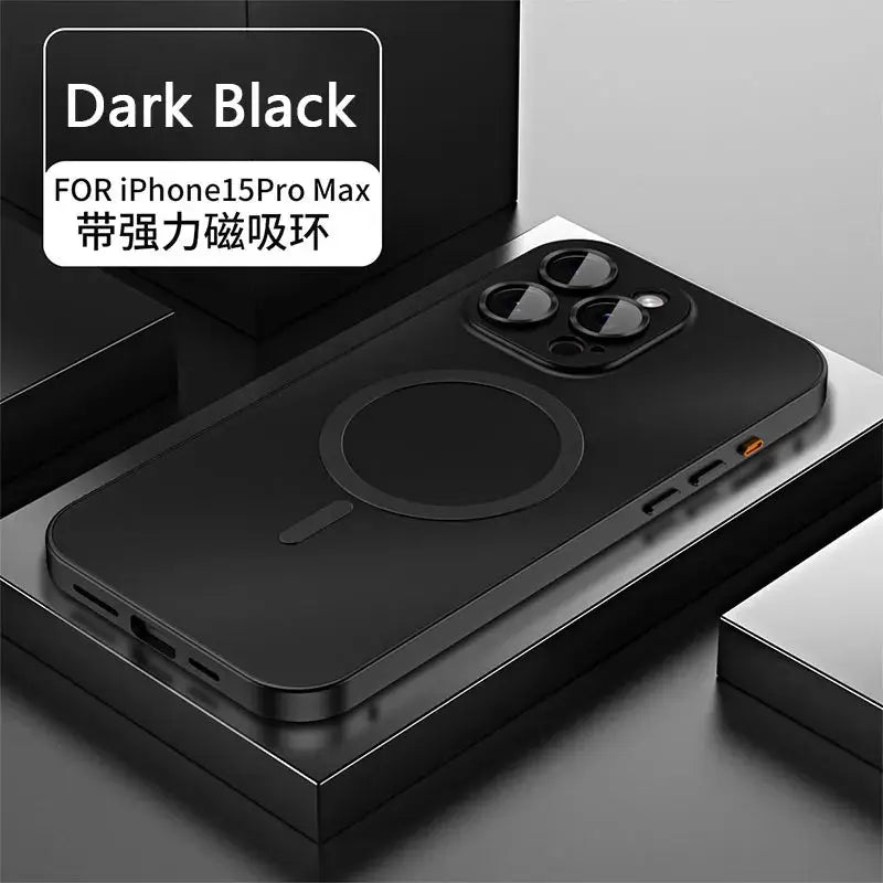 Funda magnética con marco de Metal de aluminio para iPhone 13, 12, 14, 15 Pro Max, 15Plus, Magsafe, Lente de Cristal de carga inalámbrica, cubierta de tablero trasero de PC - La zona Apple