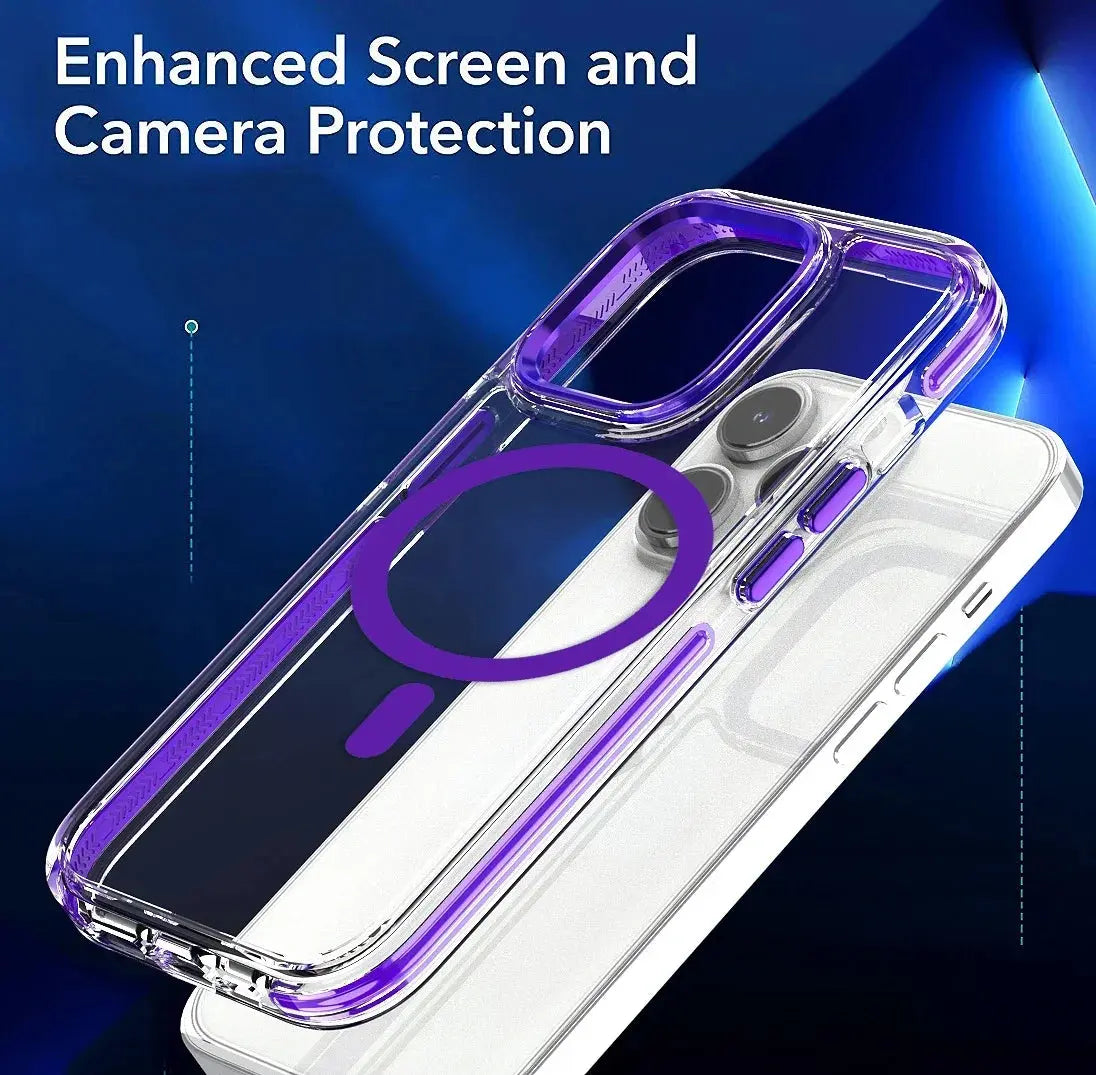 Funda magnética de carga inalámbrica para iPhone 15, 14, 13, 12, 11PROMAX, TPU transparente, combinación suave y dura, Magsafe - La zona Apple