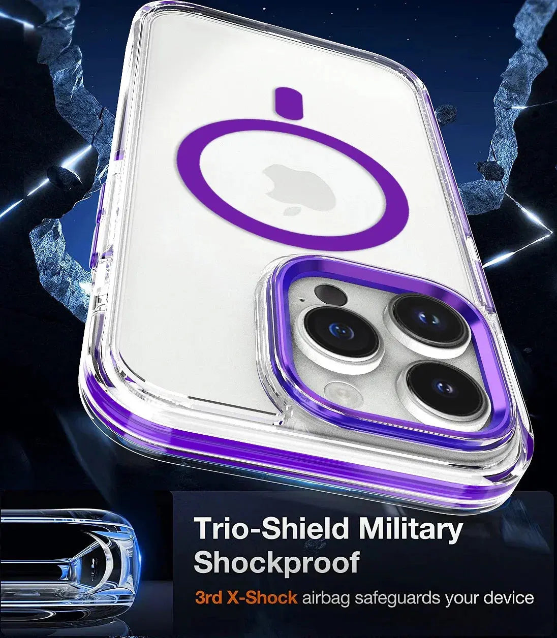 Funda magnética de carga inalámbrica para iPhone 15, 14, 13, 12, 11PROMAX, TPU transparente, combinación suave y dura, Magsafe - La zona Apple