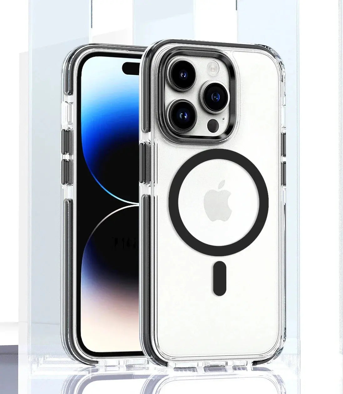 Funda magnética de carga inalámbrica para iPhone 15, 14, 13, 12, 11PROMAX, TPU transparente, combinación suave y dura, Magsafe - La zona Apple