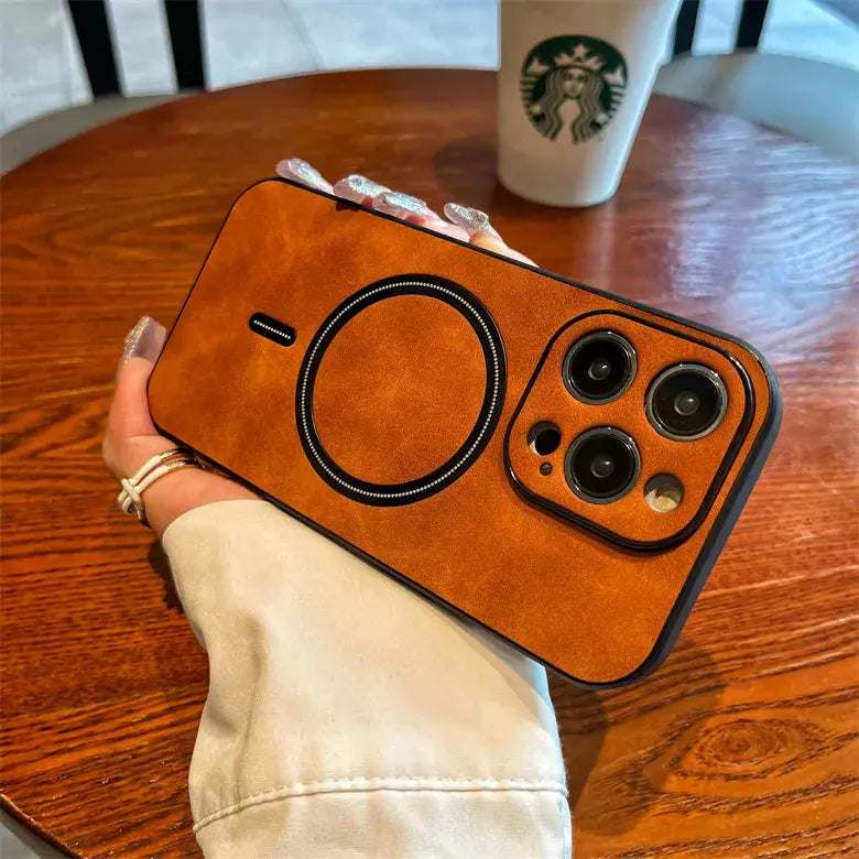 Funda magnética de cuero mate de lujo para iPhone, funda de carga inalámbrica Magsafe, 15, 14 Plus, 13, 11, 12 Pro Max, X, S, XR, a prueba de golpes La zona Apple