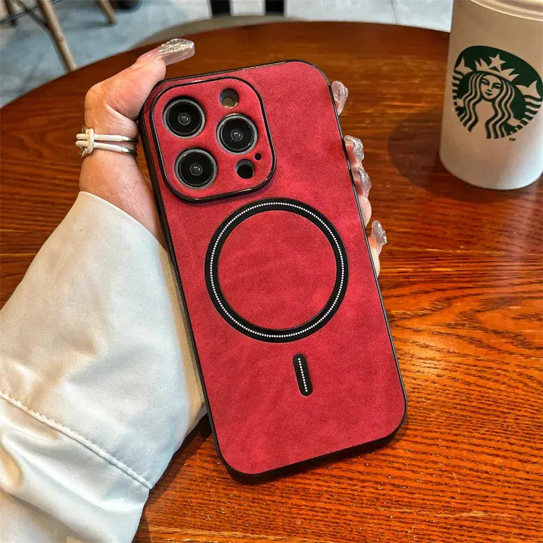 Funda magnética de cuero mate de lujo para iPhone, funda de carga inalámbrica Magsafe, 15, 14 Plus, 13, 11, 12 Pro Max, X, S, XR, a prueba de golpes La zona Apple