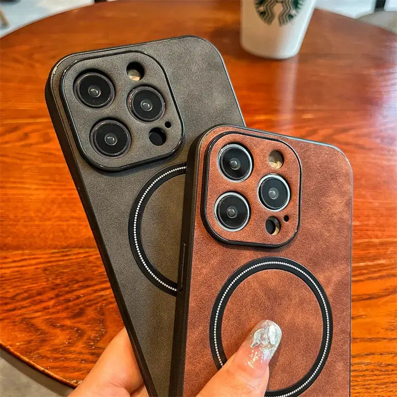 Funda magnética de cuero mate de lujo para iPhone, funda de carga inalámbrica Magsafe, 15, 14 Plus, 13, 11, 12 Pro Max, X, S, XR, a prueba de golpes La zona Apple