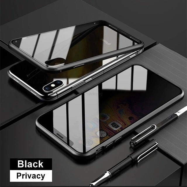 Funda magnética de vidrio templado para móvil, carcasa protectora antiespía para iphone 15, 14, 13, 12, XR, 11 Pro MAX, X, 7, 8, 6 Plus, 360 - La zona Apple
