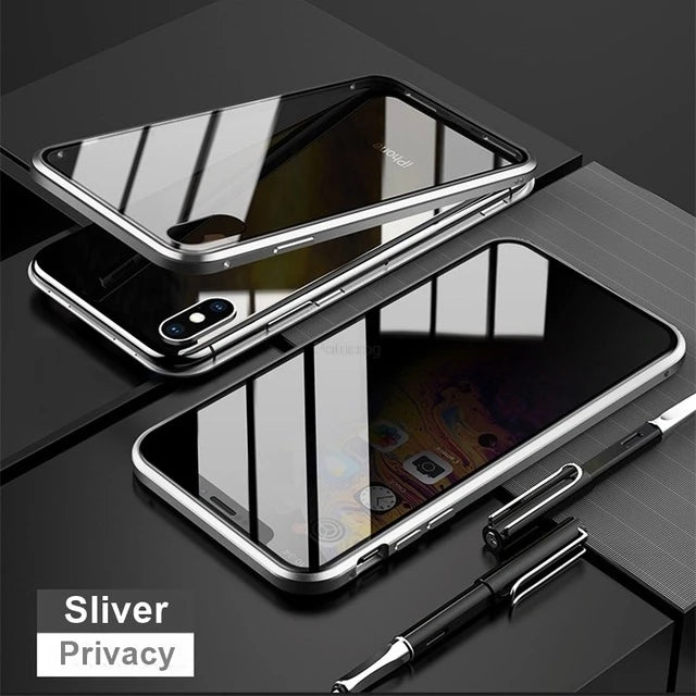Funda magnética de vidrio templado para móvil, carcasa protectora antiespía para iphone 15, 14, 13, 12, XR, 11 Pro MAX, X, 7, 8, 6 Plus, 360 - La zona Apple