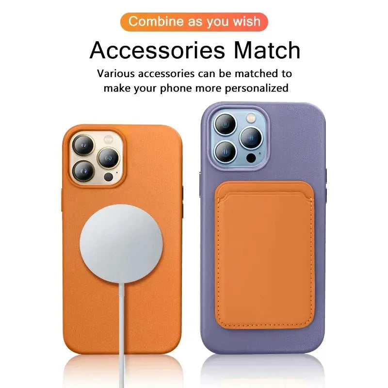 Funda magnética for Magsafe de cuero de lujo para iPhone, 15, 14, 13 Pro Max Plus Mini con animación, accesorios de carga para teléfono - La zona Apple