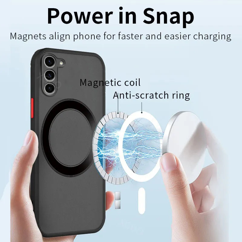 Funda Magsafe mate para Samsung Galaxy S23 S22 S21 S20 Ultra Plus FE A14 A24 A34 A54 A33 A53 A32 A52 A52S - La zona Apple