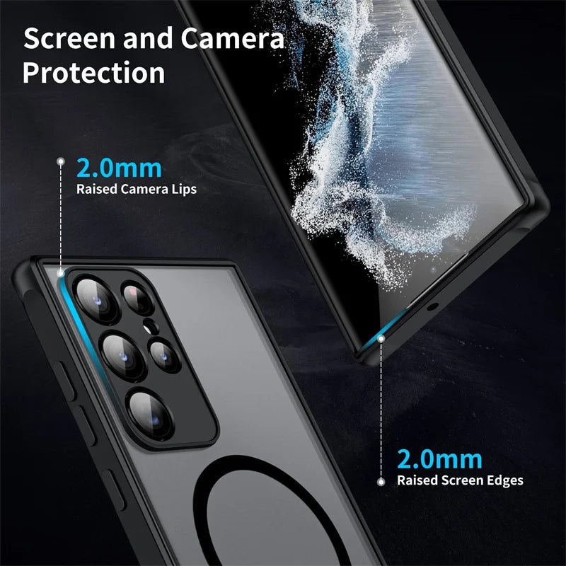 Funda Magsafe mate para Samsung Galaxy S23 S22 S21 S20 Ultra Plus FE A14 A24 A34 A54 A33 A53 A32 A52 A52S - La zona Apple