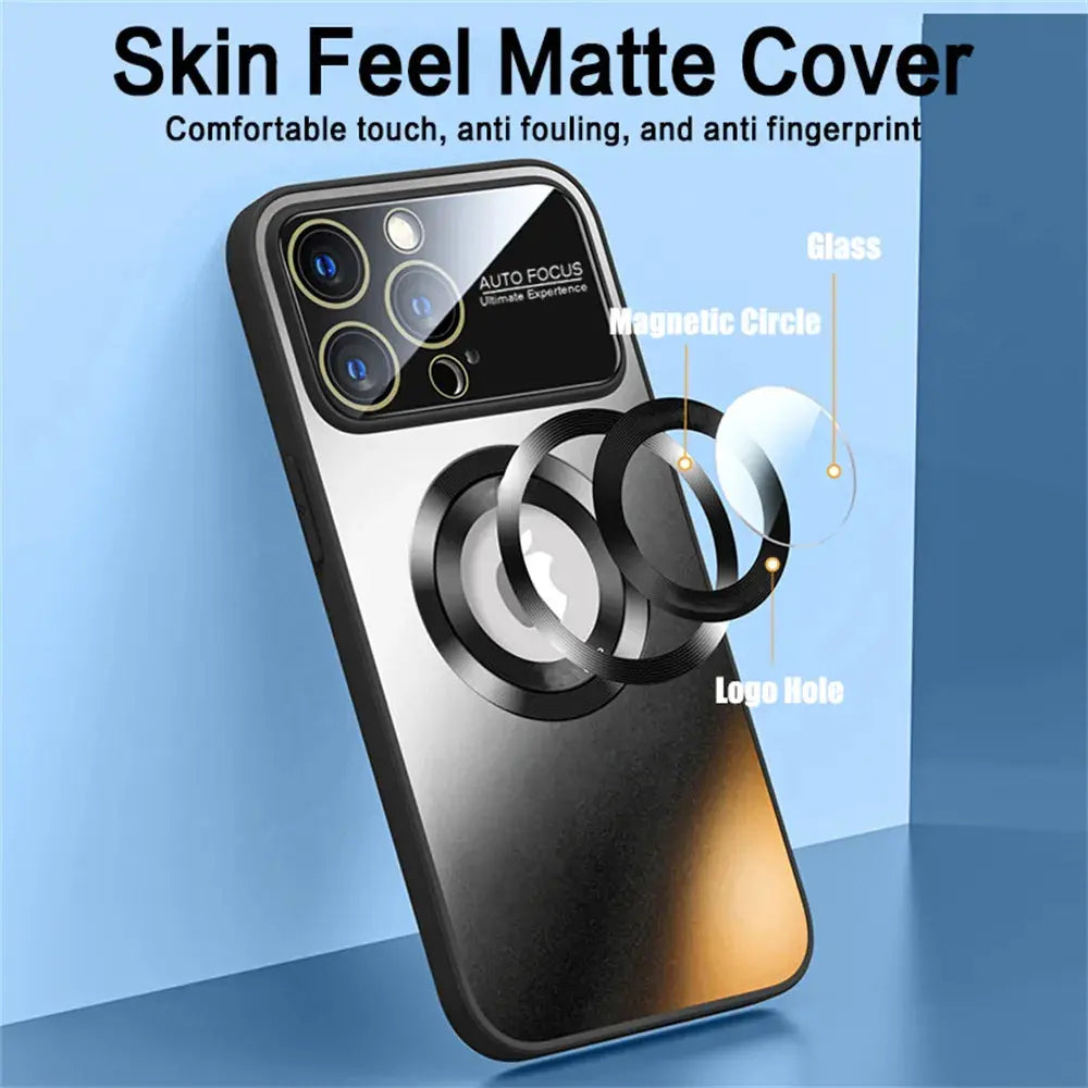 Funda magnética mate para iPhone, protector de cámara con lente de cristal, Magsafe, carga inalámbrica, 15, 14 Pro Max, 13, 12, 11 - La zona Apple