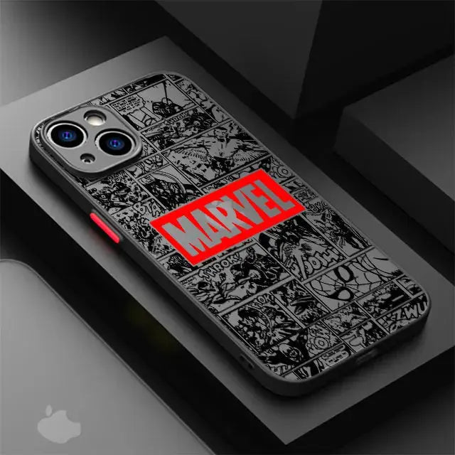 Funda para Apple iPhone 12 Mini 8 Plus 15 Pro 13 7 6S XS X XR SE 11 Pro 14 Pro Max cubierta dura PC de lujo Marvel Spiderman Ironman - La zona Apple