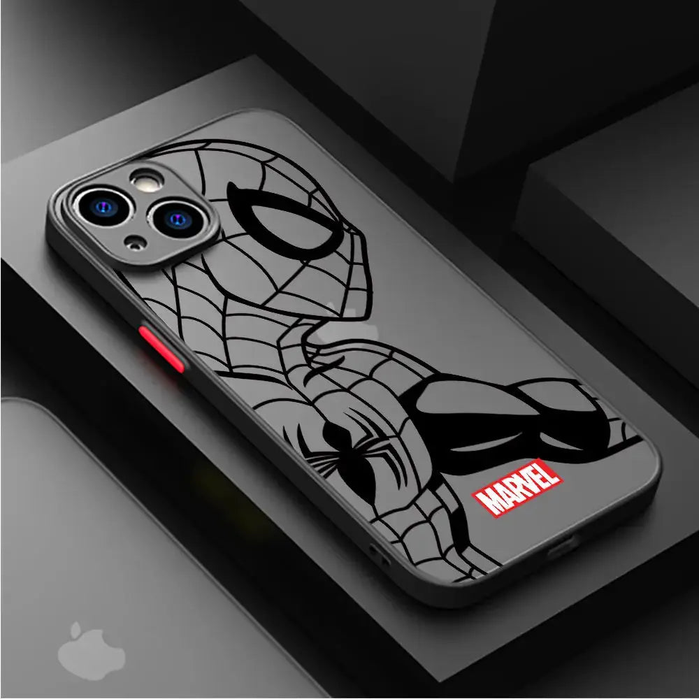 Funda para Apple iPhone 12 Mini 8 Plus 15 Pro 13 7 6S XS X XR SE 11 Pro 14 Pro Max cubierta dura PC de lujo Marvel Spiderman Ironman - La zona Apple
