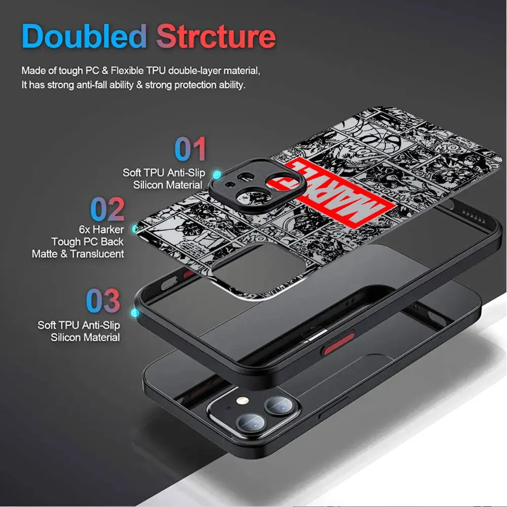 Funda para Apple iPhone 12 Mini 8 Plus 15 Pro 13 7 6S XS X XR SE 11 Pro 14 Pro Max cubierta dura PC de lujo Marvel Spiderman Ironman - La zona Apple