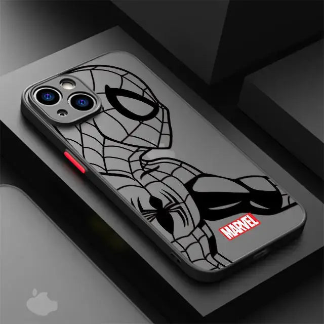 Funda para Apple iPhone 12 Mini 8 Plus 15 Pro 13 7 6S XS X XR SE 11 Pro 14 Pro Max cubierta dura PC de lujo Marvel Spiderman Ironman - La zona Apple