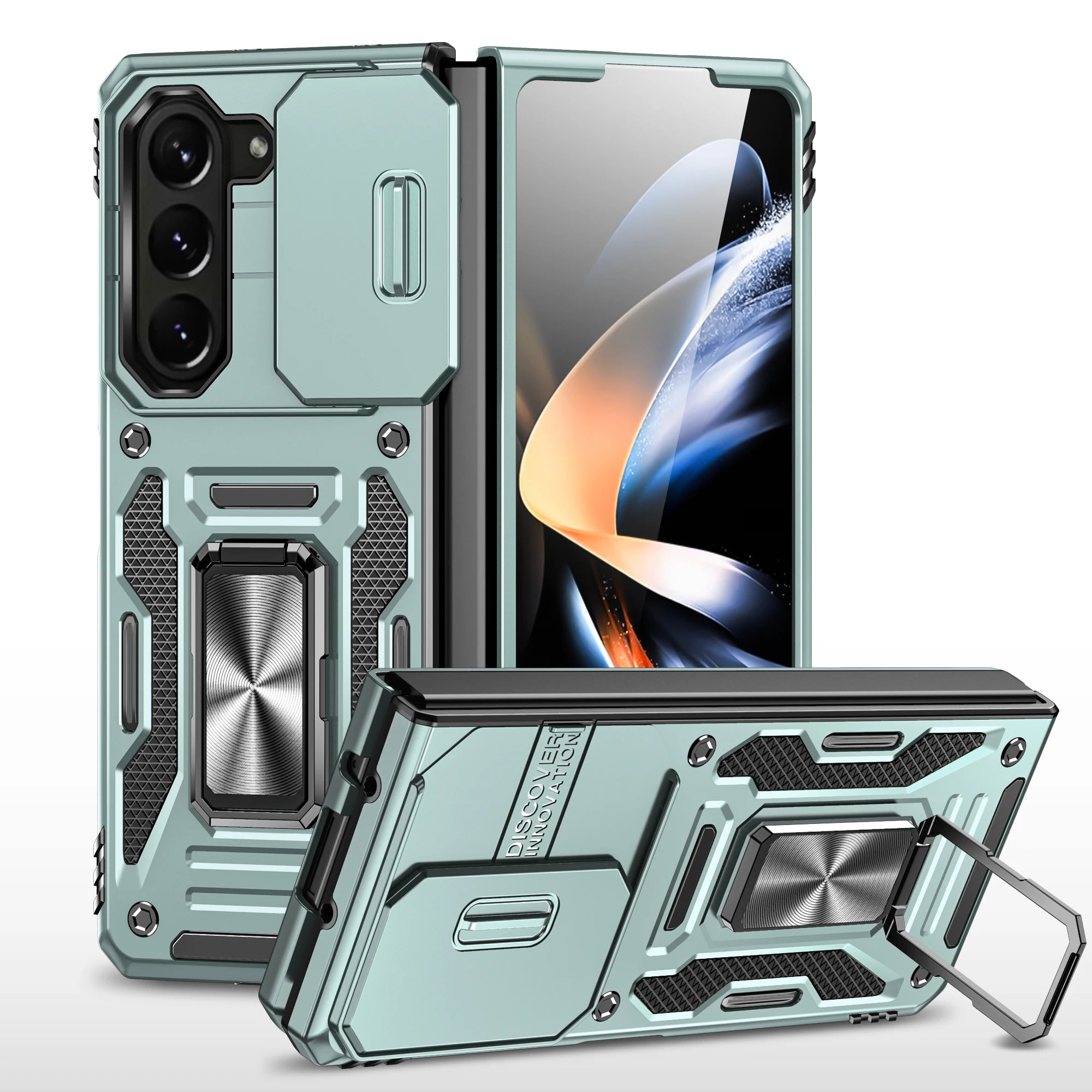 Funda de Anillo Magnético y Cubierta de Cámara Deslizante para Samsung Galaxy - Compatible con Z Flip Fold 5, S23, S22, Ultra Plus, A54, A34, A24, A14, A73, A53, A33, A13 - La zona Apple
