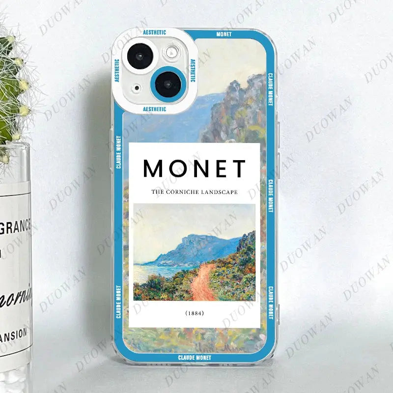 Funda para iPhone 11 12 13 14 15 Pro Max Mini XR 7 8 SE X XS Cladu Monet Art - La zona Apple