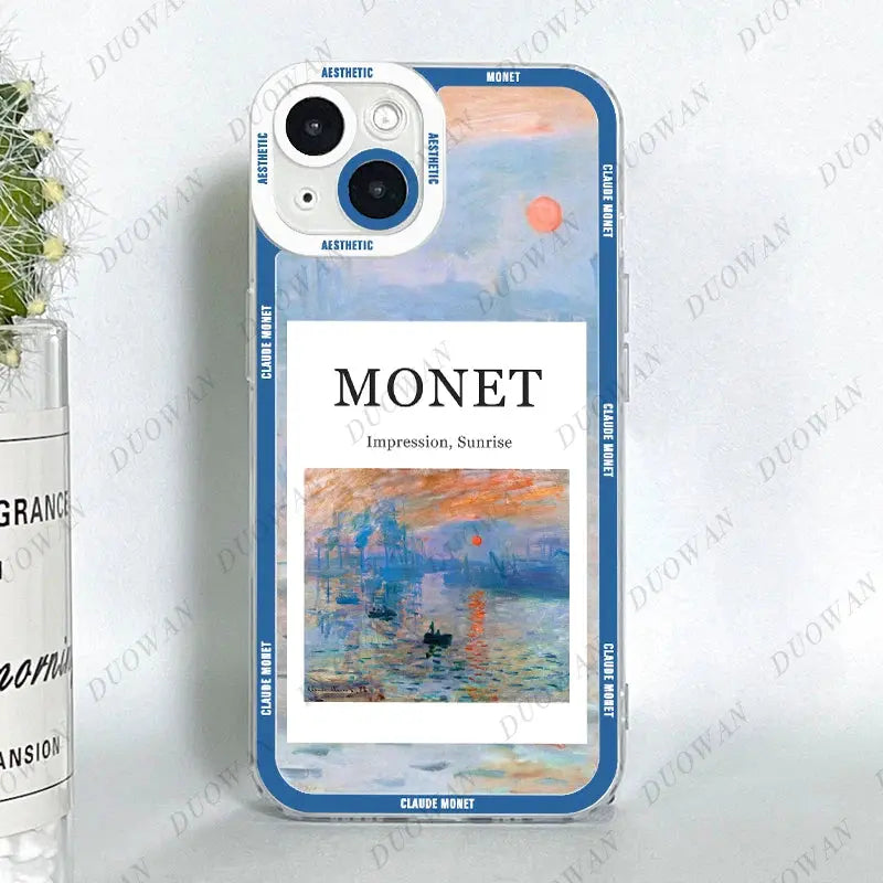 Funda para iPhone 11 12 13 14 15 Pro Max Mini XR 7 8 SE X XS Cladu Monet Art - La zona Apple