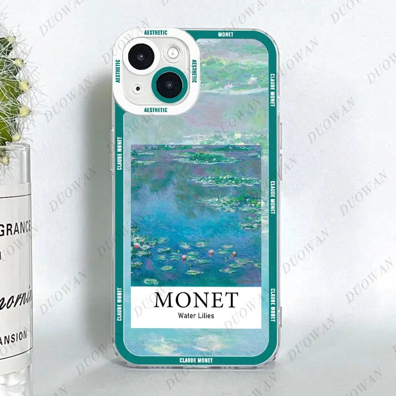 Funda para iPhone 11 12 13 14 15 Pro Max Mini XR 7 8 SE X XS Cladu Monet Art - La zona Apple