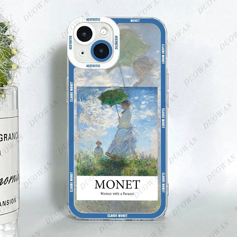Funda para iPhone 11 12 13 14 15 Pro Max Mini XR 7 8 SE X XS Cladu Monet Art - La zona Apple