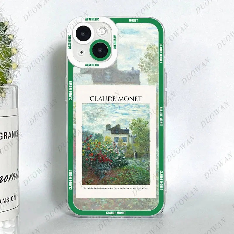 Funda para iPhone 11 12 13 14 15 Pro Max Mini XR 7 8 SE X XS Cladu Monet Art - La zona Apple