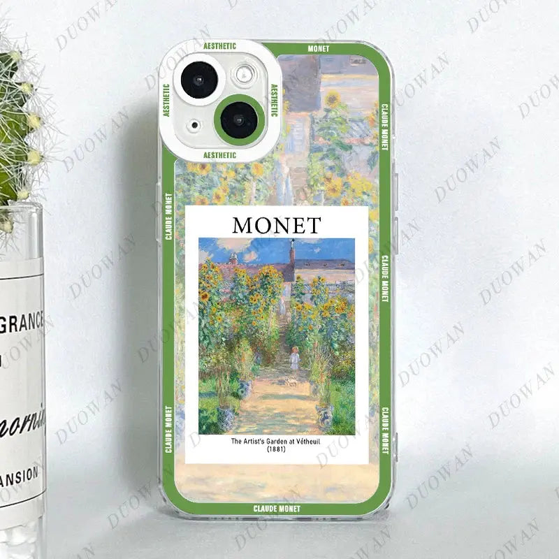 Funda para iPhone 11 12 13 14 15 Pro Max Mini XR 7 8 SE X XS Cladu Monet Art - La zona Apple