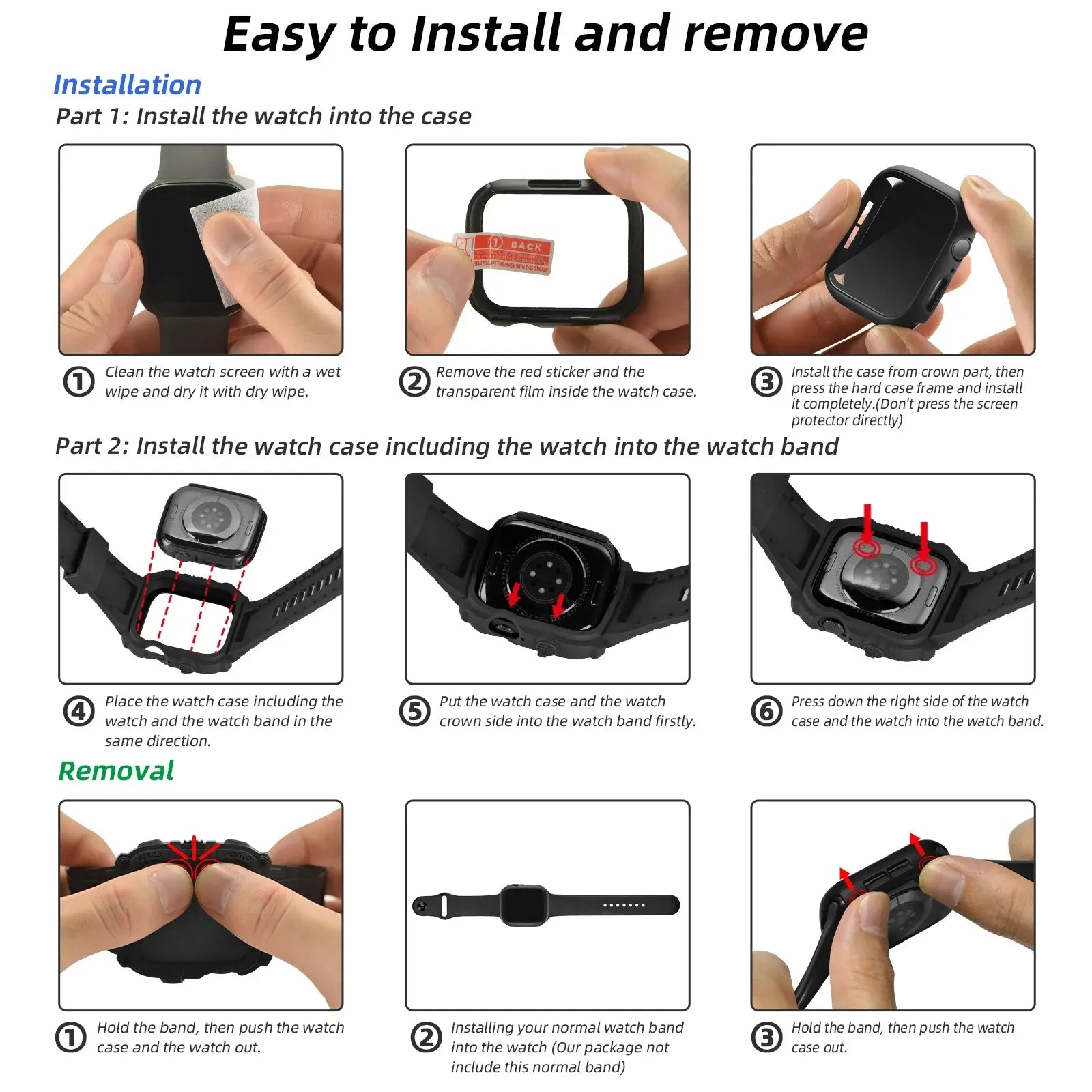 Funda Protectora de TPU y Correa Deportiva premium para Apple Watch, 44mm y 45mm - Compatible con Series 4, 5, 6, 7, 8 y SE - La zona Apple