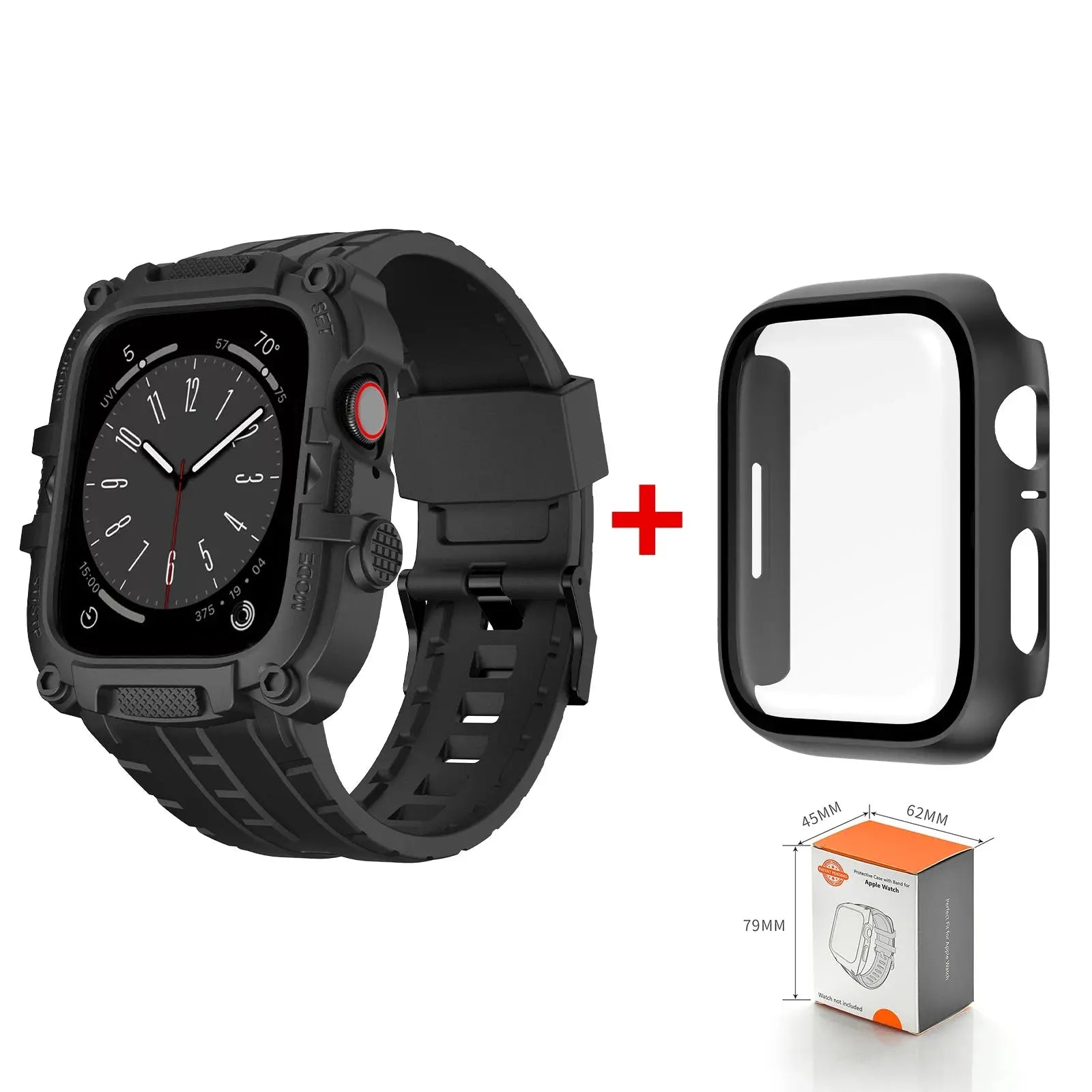 Funda Protectora de TPU y Correa Deportiva premium para Apple Watch, 44mm y 45mm - Compatible con Series 4, 5, 6, 7, 8 y SE - La zona Apple