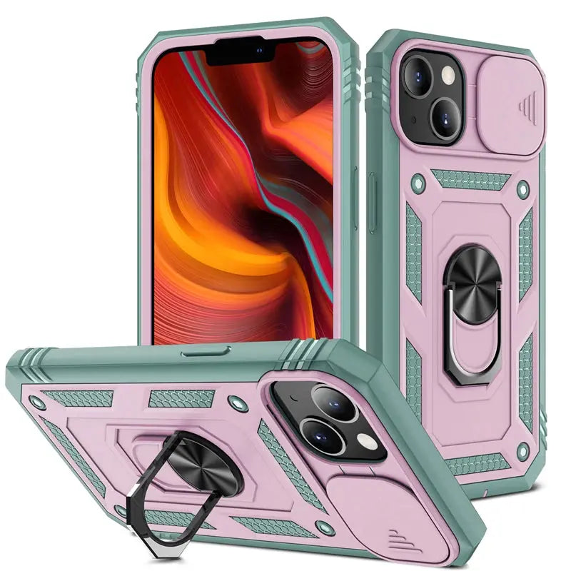 Funda Resistente para iPhone con protección deslizante para camara y Soporte Giratorio" - La zona Apple