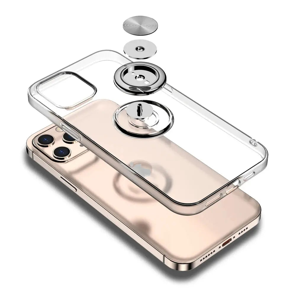 Funda transparente con anillo para iPhone 13, 12 Mini, 14, 11, 15 Pro Max, X, XR, XS Max, 6S, 7, 8, 14, 15 Plus, SE 2020 - La zona Apple