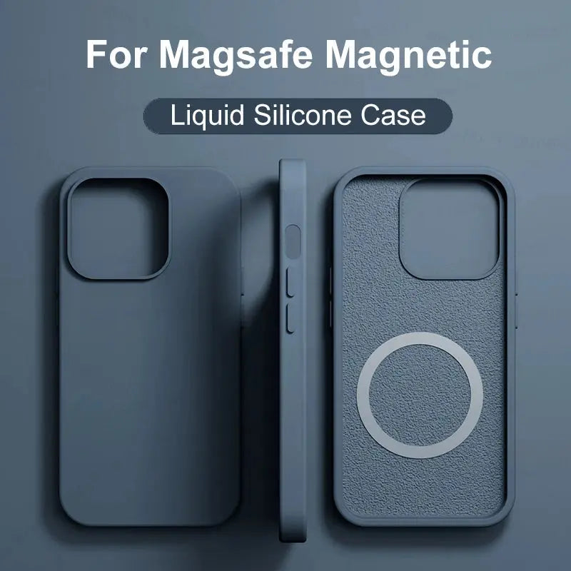 Fundas magnéticas de silicona líquida para iPhone, 15, 14, 11, 13, 12 Pro Max Plus, for Magsafe, funda de carga inalámbrica, accesorios para teléfono - La zona Apple