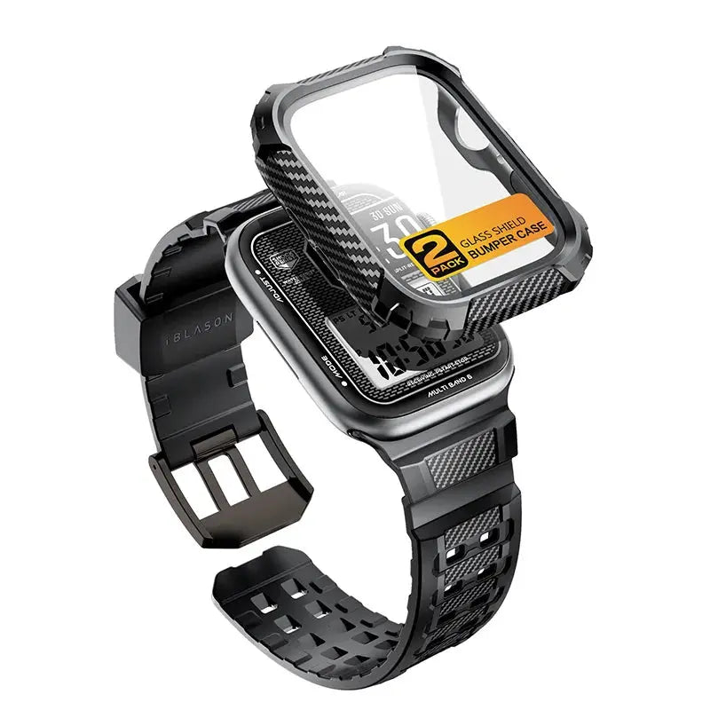 Funda para Apple Watch 6/5/4/SE2/SE,  44mm, Armorbox, resistente, con 2 paquetes, Protector de pantalla de vidrio templado incorporado - La zona Apple