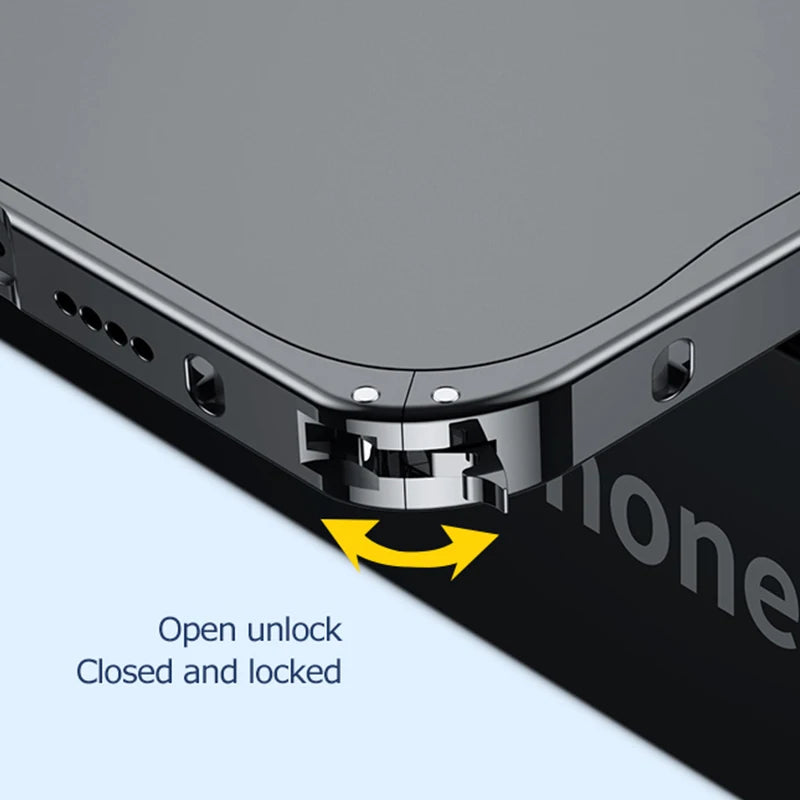 Funda con marco de aluminio , protección de cámara trasera y parte trasera acrílica para iPhone 14 plus 11 12 13 Pro Max, - La zona Apple