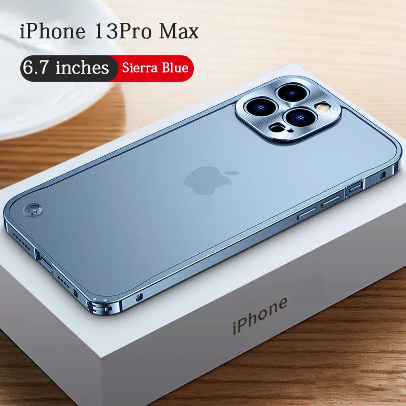 Funda con marco de aluminio , protección de cámara trasera y parte trasera acrílica para iPhone 14 plus 11 12 13 Pro Max, - La zona Apple