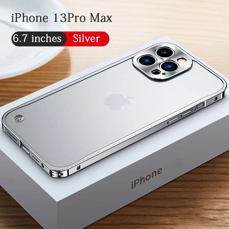 Funda con marco de aluminio , protección de cámara trasera y parte trasera acrílica para iPhone 14 plus 11 12 13 Pro Max, - La zona Apple