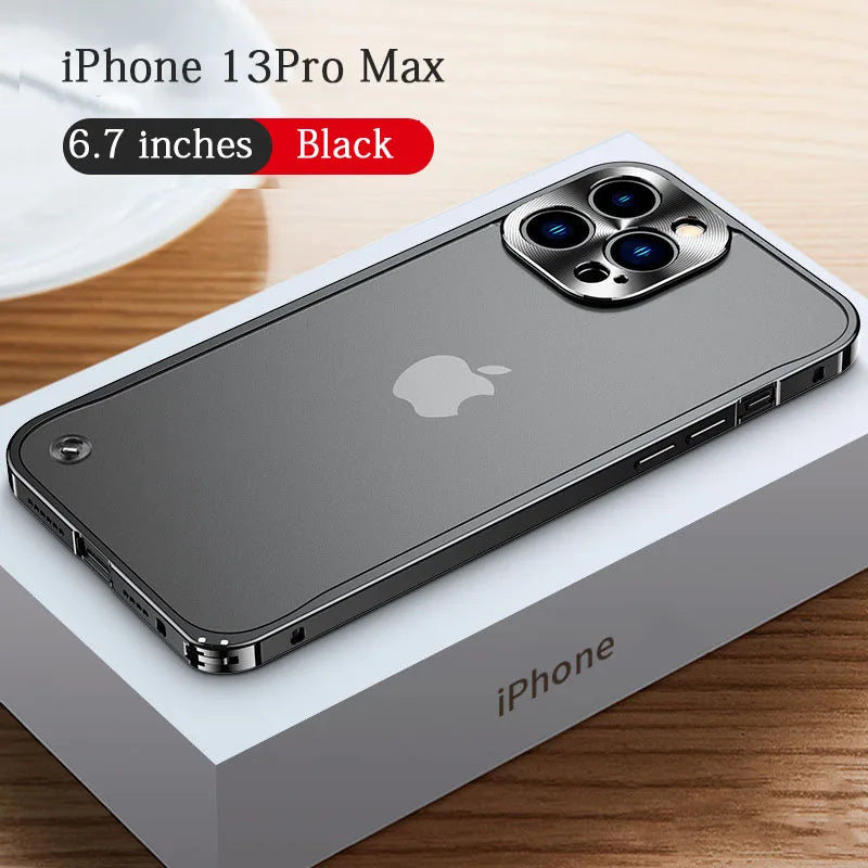 Funda con marco de aluminio , protección de cámara trasera y parte trasera acrílica para iPhone 14 plus 11 12 13 Pro Max, - La zona Apple