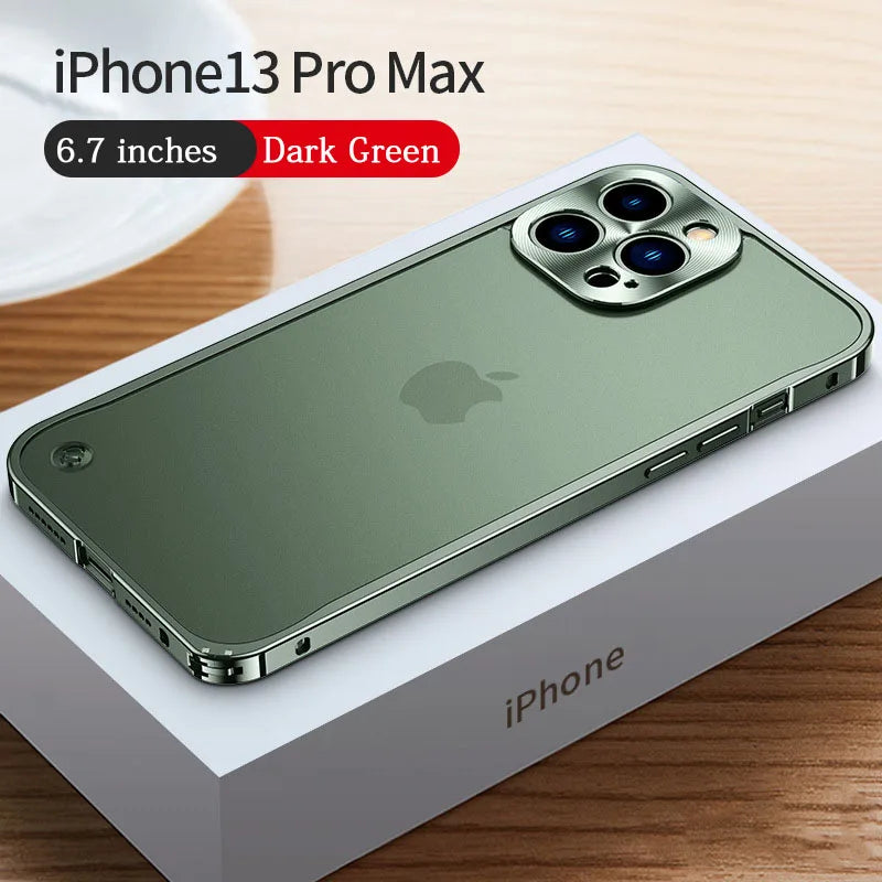 Funda con marco de aluminio , protección de cámara trasera y parte trasera acrílica para iPhone 14 plus 11 12 13 Pro Max, - La zona Apple