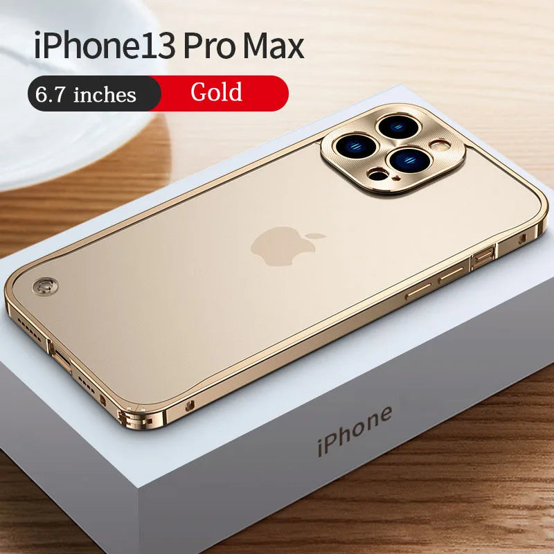 Funda con marco de aluminio , protección de cámara trasera y parte trasera acrílica para iPhone 14 plus 11 12 13 Pro Max, - La zona Apple