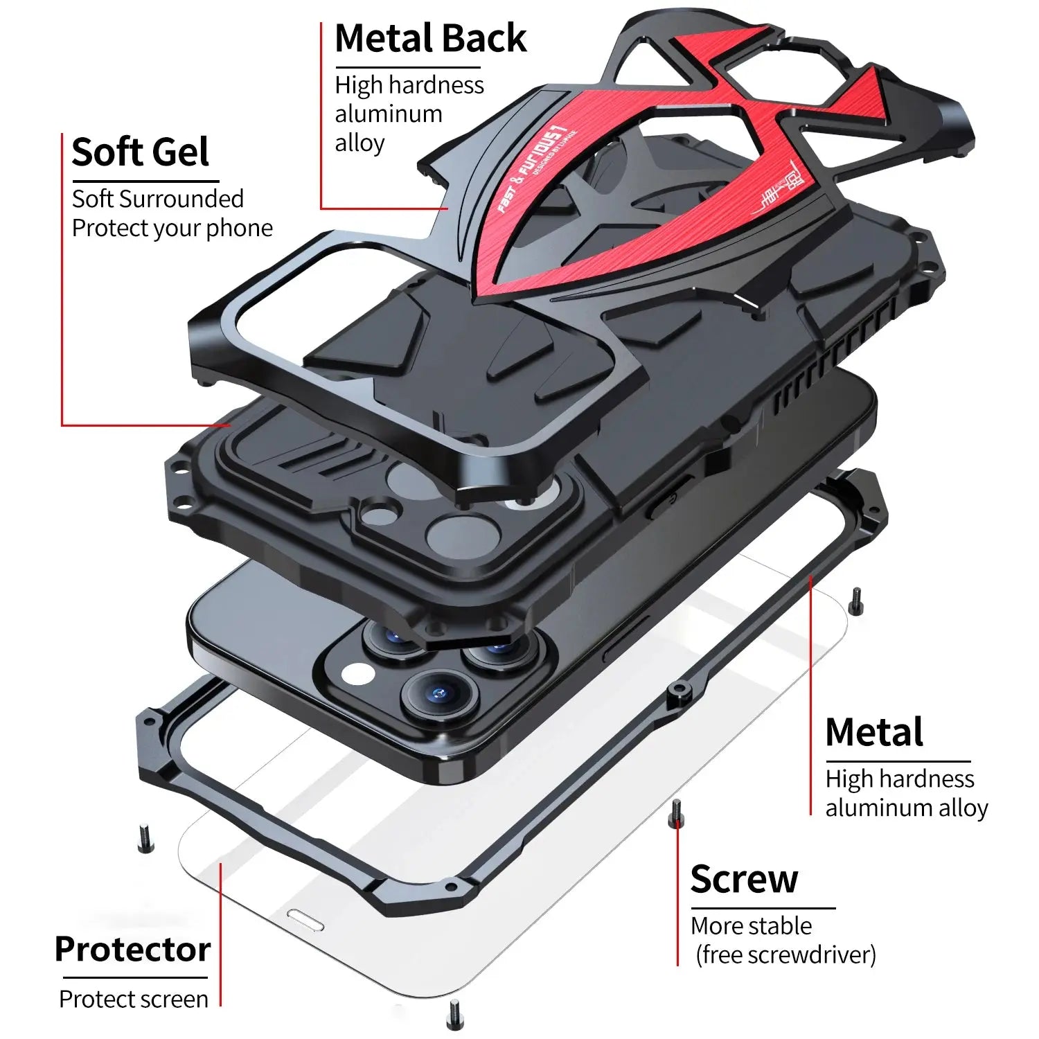 Funda de Armadura de Metal Original para iPhone 15 Pro Max Plus, 14 PM - La zona Apple
