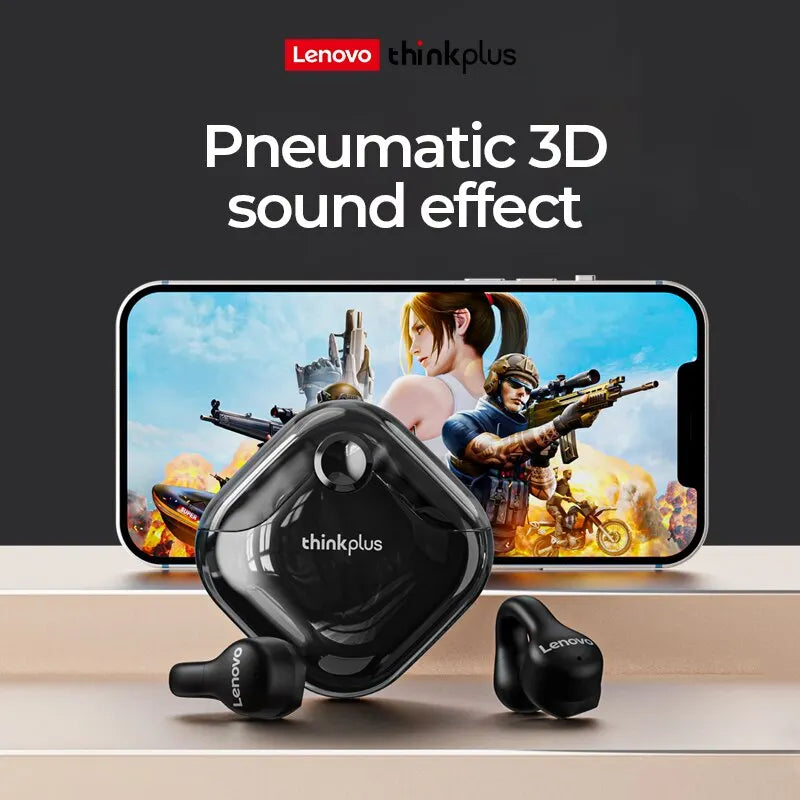 Lenovo-auriculares inalámbricos XT61 con micrófonos, calidad de sonido HiFi, diseño innovador 3D, Clip para la oreja - La zona Apple