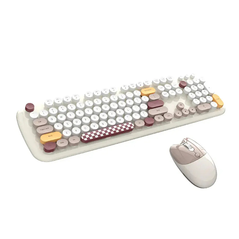 MOFII-teclado y ratón inalámbricos, Combo Retro de 2,4G con tapa redonda, Kit de teclado y ratón español para juegos - La zona Apple