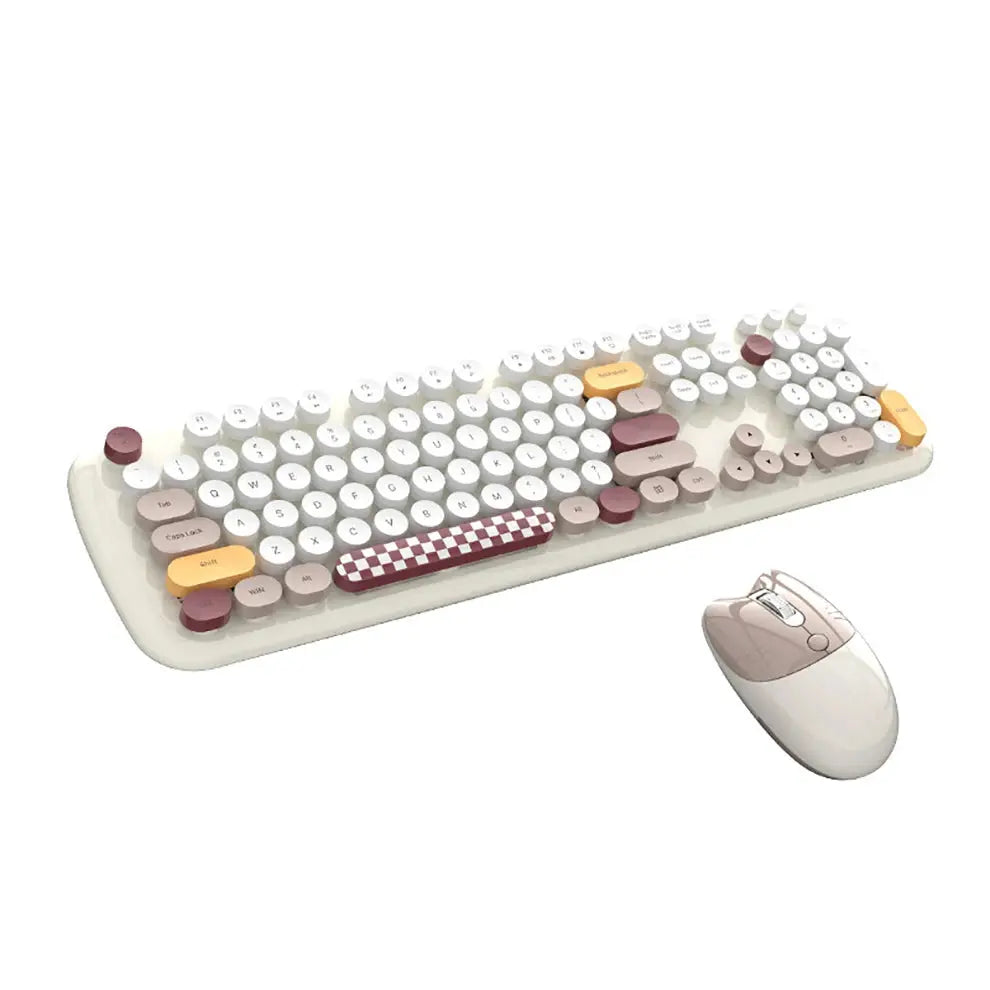 MOFII-teclado y ratón inalámbricos, Combo Retro de 2,4G con tapa redonda, Kit de teclado y ratón español para juegos - La zona Apple