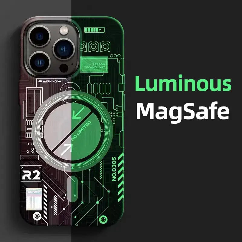 Magsafe-Funda magnética para teléfono móvil, carcasa fluorescente de lujo con carga inalámbrica para iPhone 14, 13, 12, 15 Pro Max - La zona Apple