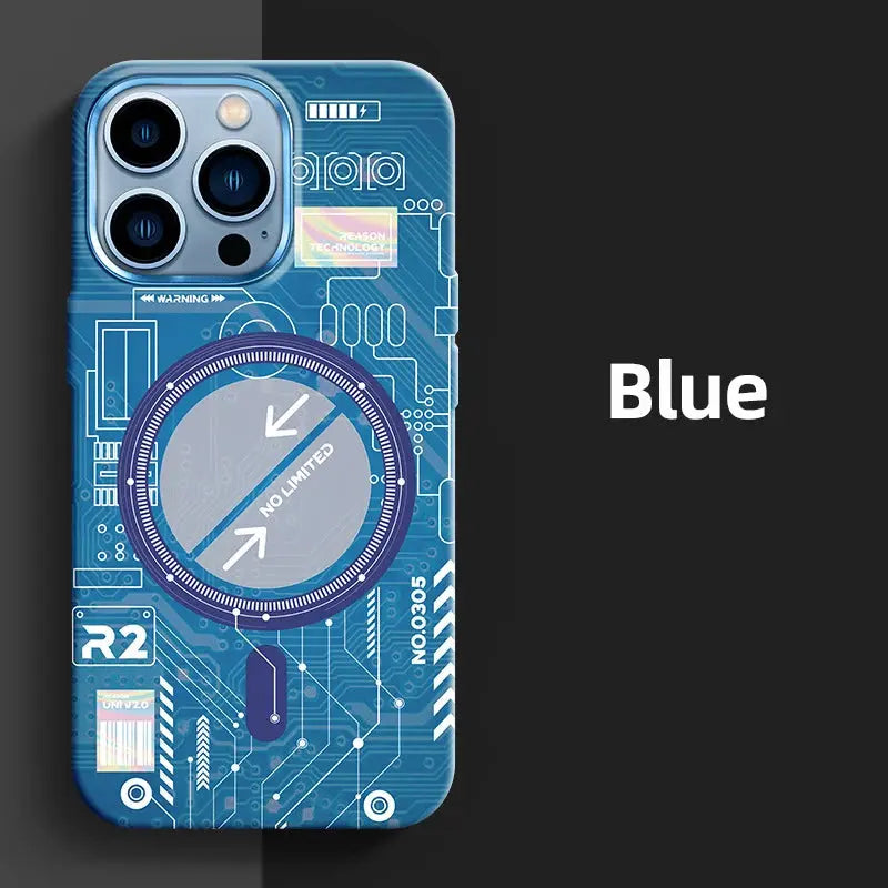 Magsafe-Funda magnética para teléfono móvil, carcasa fluorescente de lujo con carga inalámbrica para iPhone 14, 13, 12, 15 Pro Max - La zona Apple