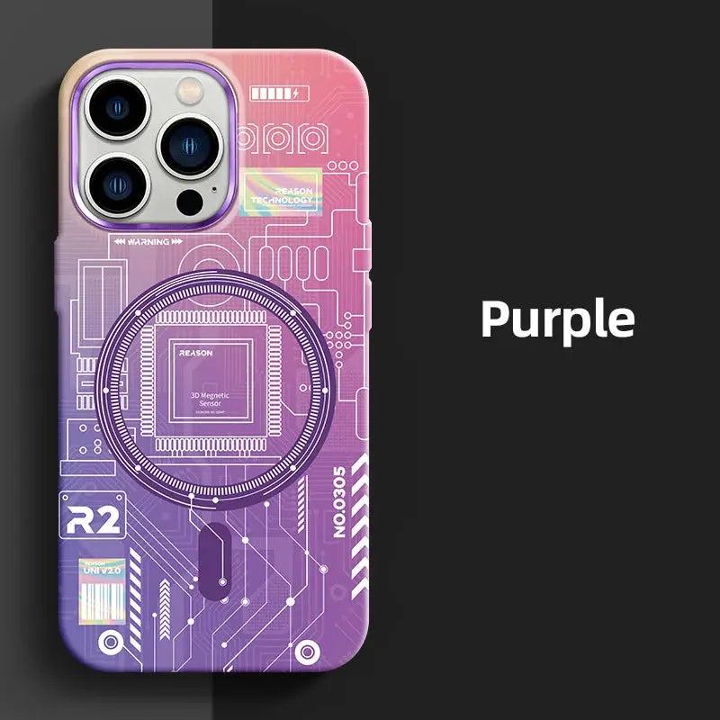 Magsafe-Funda magnética para teléfono móvil, carcasa fluorescente de lujo con carga inalámbrica para iPhone 14, 13, 12, 15 Pro Max - La zona Apple
