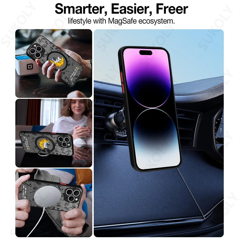 Funda Magsafe astronauta para iPhone 14 Pro Max 13 12 Pro 11 - La zona Apple