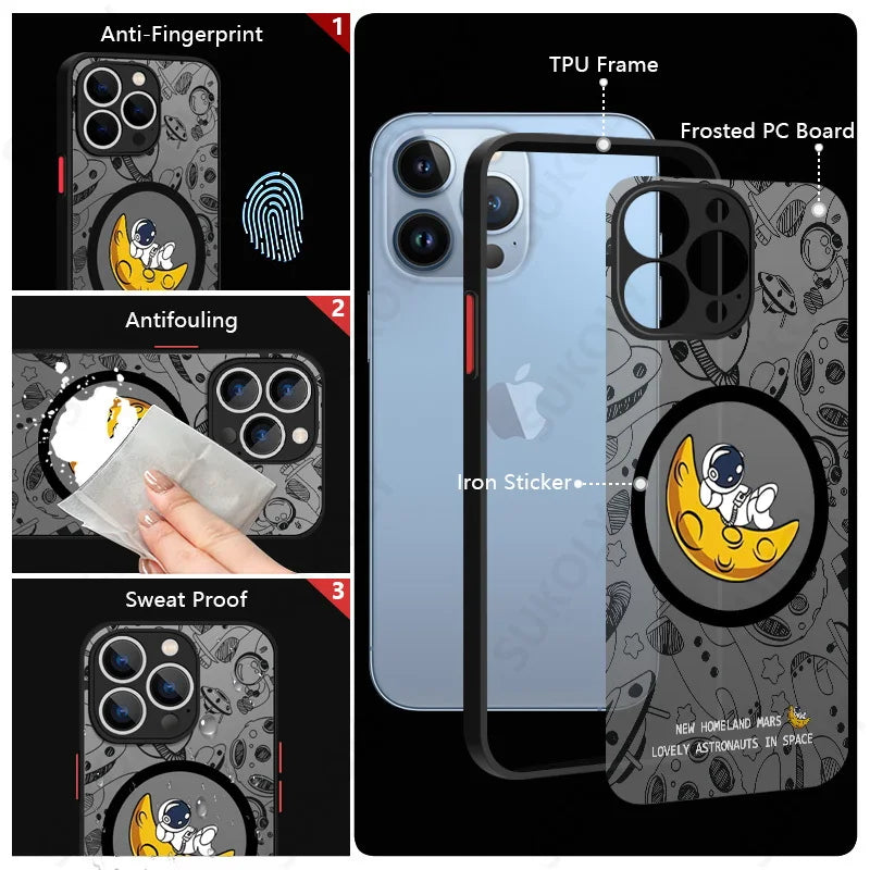 Funda Magsafe astronauta para iPhone 14 Pro Max 13 12 Pro 11 - La zona Apple