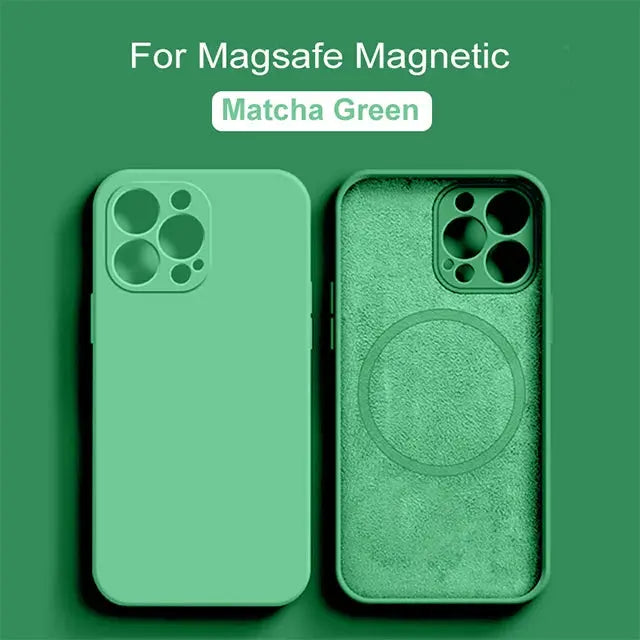 Magsafe-funda magnética Original para iPhone, funda de carga inalámbrica de silicona líquida para iPhone 15, 14, 13, 12, 11 Pro Max, Mini, X, XR, XS, 8 Plus - La zona Apple