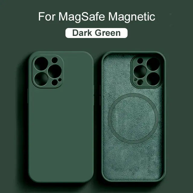Magsafe-funda magnética Original para iPhone, funda de carga inalámbrica de silicona líquida para iPhone 15, 14, 13, 12, 11 Pro Max, Mini, X, XR, XS, 8 Plus - La zona Apple